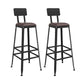 Industrial Indoor Bar & Counter Stool Square Footrest Backrest Black Metal Counter Stool