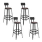 Industrial Indoor Bar & Counter Stool Square Footrest Backrest Black Metal Counter Stool