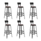 Industrial Indoor Bar & Counter Stool Square Footrest Backrest Black Metal Counter Stool