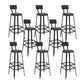 Industrial Indoor Bar & Counter Stool Square Footrest Backrest Black Metal Counter Stool