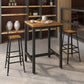 Industrial Indoor Bar & Counter Stool Square Footrest Backrest Black Metal Counter Stool