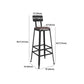 Industrial Indoor Bar & Counter Stool Square Footrest Backrest Black Metal Counter Stool