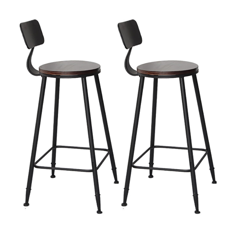 Industrial Backrest Armless Counter Stool Iron Cafe Bar Stool with Seat and Pedal