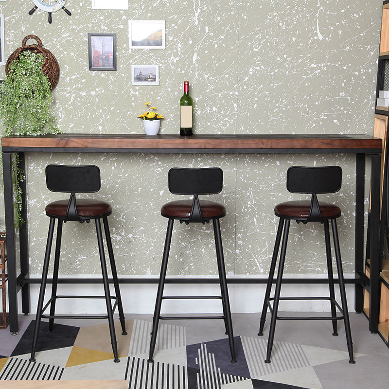 Industrial Backrest Armless Counter Stool Iron Cafe Bar Stool with Seat and Pedal