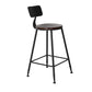 Industrial Backrest Armless Counter Stool Iron Cafe Bar Stool with Seat and Pedal