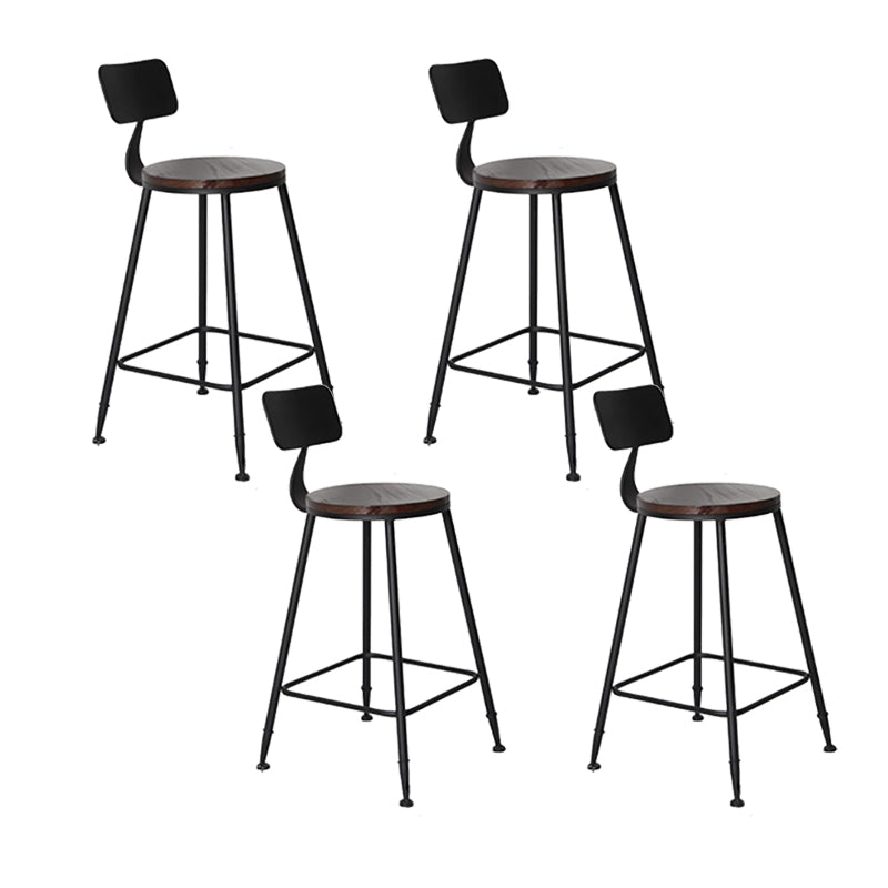Industrial Backrest Armless Counter Stool Iron Cafe Bar Stool with Seat and Pedal