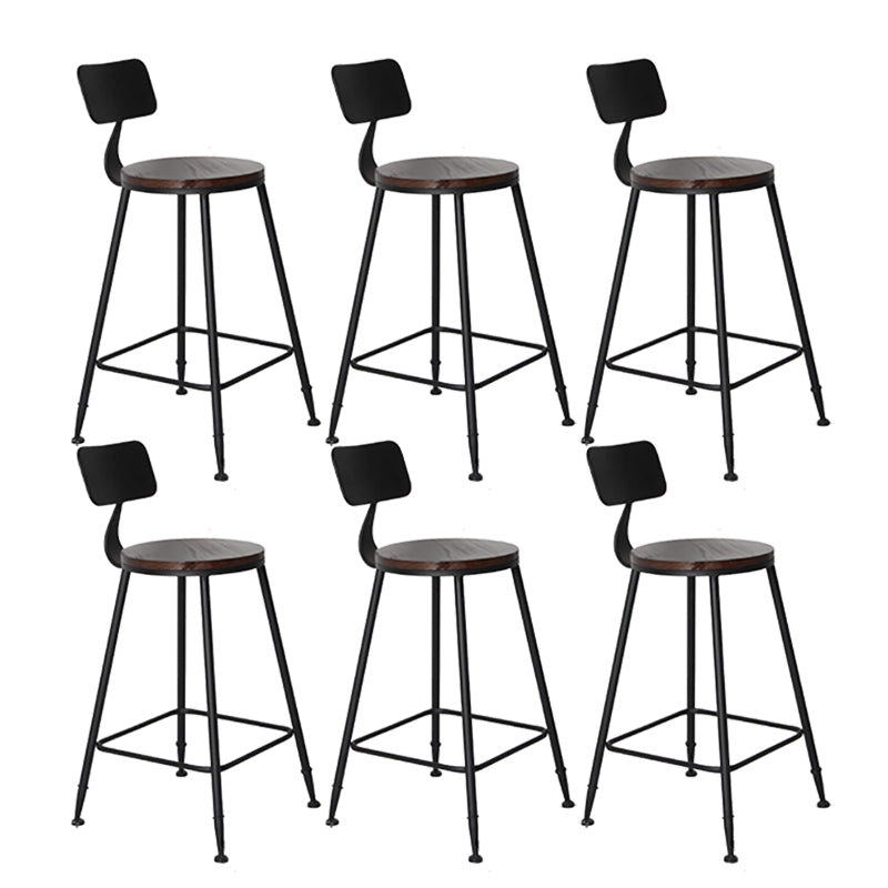 Industrial Backrest Armless Counter Stool Iron Cafe Bar Stool with Seat and Pedal