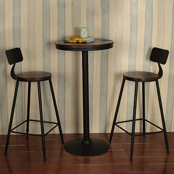 Industrial Backrest Armless Counter Stool Iron Cafe Bar Stool with Seat and Pedal