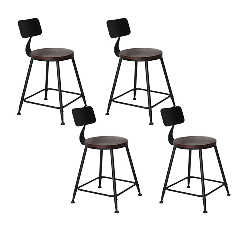 Industrial Backrest Armless Counter Stool Iron Cafe Bar Stool with Seat and Pedal