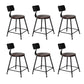 Industrial Backrest Armless Counter Stool Iron Cafe Bar Stool with Seat and Pedal