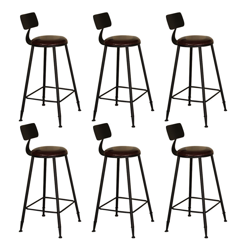 Industrial Backrest Armless Counter Stool Iron Cafe Bar Stool with Seat and Pedal