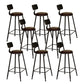 Industrial Backrest Armless Counter Stool Iron Cafe Bar Stool with Seat and Pedal