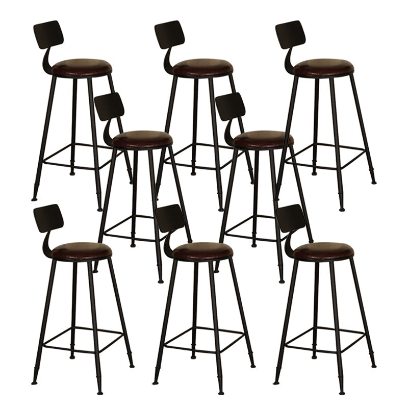 Industrial Backrest Armless Counter Stool Iron Cafe Bar Stool with Seat and Pedal