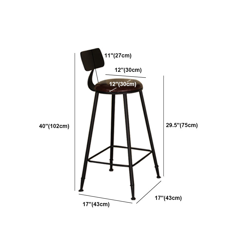 Industrial Backrest Armless Counter Stool Iron Cafe Bar Stool with Seat and Pedal