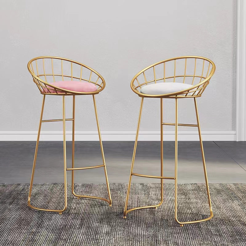 Glam Bucket Upholstered Bar Stools Footrest Low Back Bar and Counter Stool