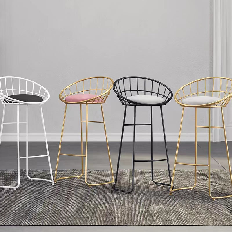 Glam Bucket Upholstered Bar Stools Footrest Low Back Bar and Counter Stool