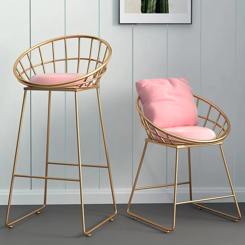 Glam Bucket Upholstered Bar Stools Footrest Low Back Bar and Counter Stool