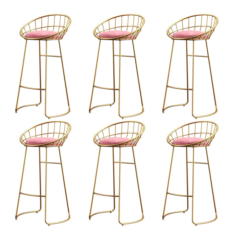 Glam Bucket Upholstered Bar Stools Footrest Low Back Bar and Counter Stool