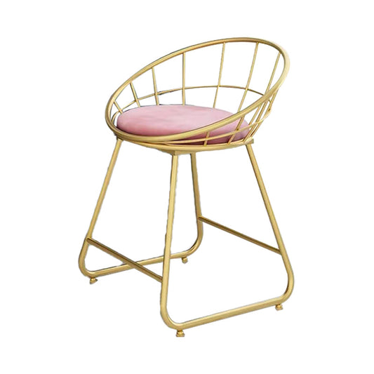 Glam Bucket Upholstered Bar Stools Footrest Low Back Bar and Counter Stool Gold 1 Piece Short Stool(18"H)