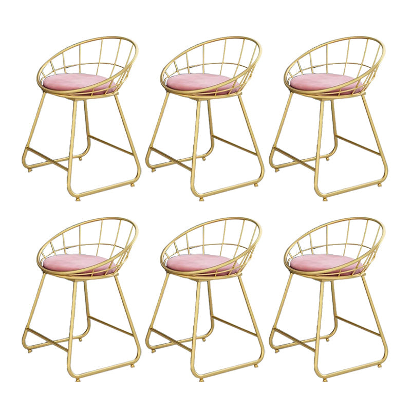 Glam Bucket Upholstered Bar Stools Footrest Low Back Bar and Counter Stool