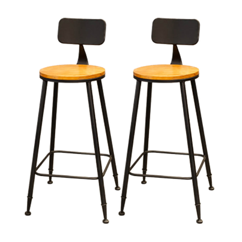 Industrial Style Backrest Counter Stool Iron Cafe Bar Stool with Seat and Pedal Light Brown 2 Piece Set Clearhalo 'Bar Furniture' 'Bar Stools' 'bar_stools' 'furn' 'furn_bar_stools' 'Furniture' 'Kitchen & Dining Furniture' 6094964