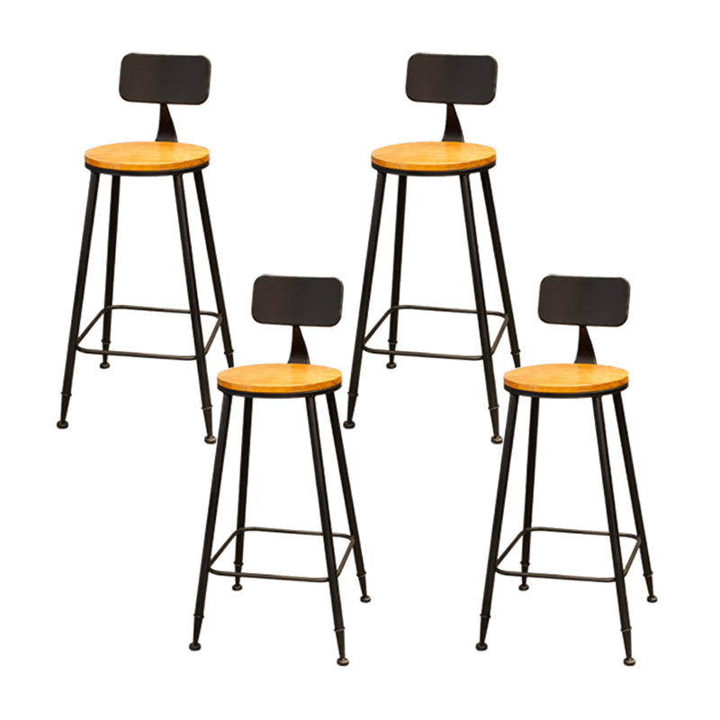 Industrial Style Backrest Counter Stool Iron Cafe Bar Stool with Seat and Pedal Light Brown 4 Piece Set Clearhalo 'Bar Furniture' 'Bar Stools' 'bar_stools' 'furn' 'furn_bar_stools' 'Furniture' 'Kitchen & Dining Furniture' 6094966