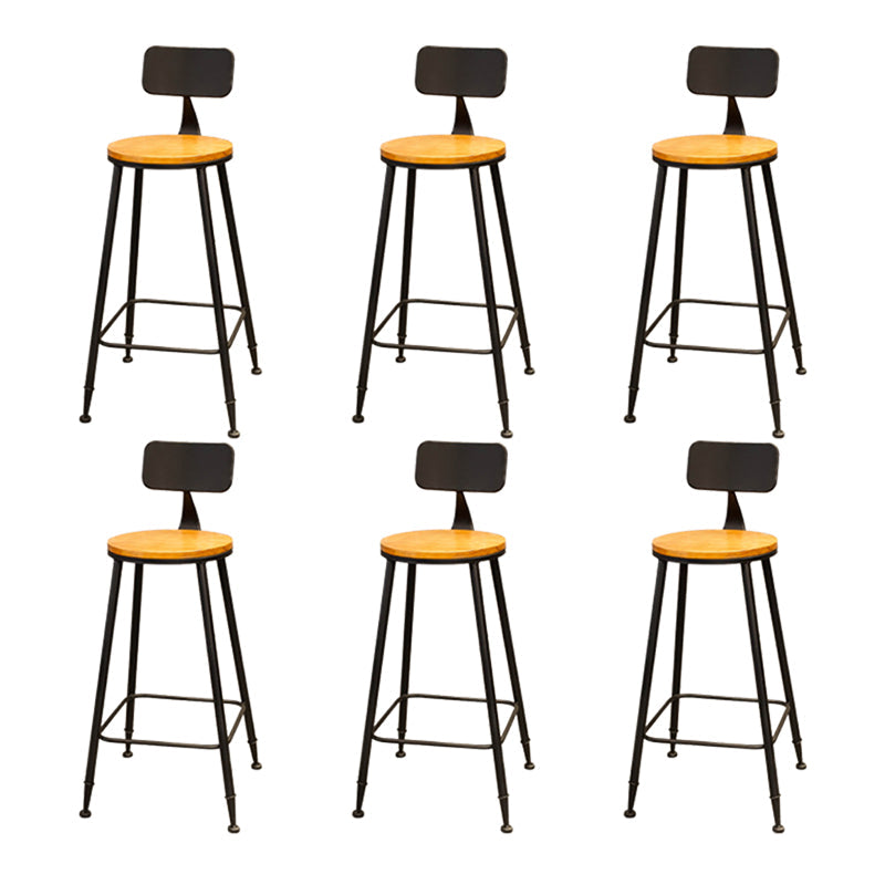 Industrial Style Backrest Counter Stool Iron Cafe Bar Stool with Seat and Pedal Light Brown 6 Piece Set Clearhalo 'Bar Furniture' 'Bar Stools' 'bar_stools' 'furn' 'furn_bar_stools' 'Furniture' 'Kitchen & Dining Furniture' 6094969