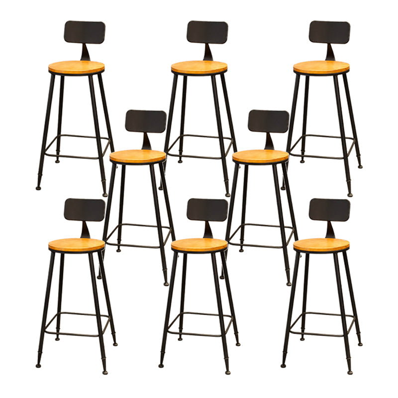 Industrial Style Backrest Counter Stool Iron Cafe Bar Stool with Seat and Pedal Light Brown 8 Piece Set Clearhalo 'Bar Furniture' 'Bar Stools' 'bar_stools' 'furn' 'furn_bar_stools' 'Furniture' 'Kitchen & Dining Furniture' 6094970