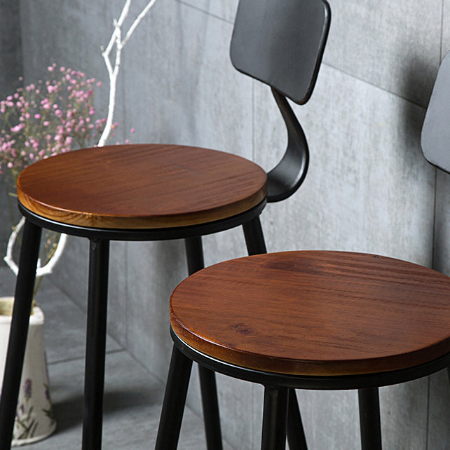 Industrial Style Backrest Counter Stool Iron Cafe Bar Stool with Seat and Pedal Clearhalo 'Bar Furniture' 'Bar Stools' 'bar_stools' 'furn' 'furn_bar_stools' 'Furniture' 'Kitchen & Dining Furniture' 6094972