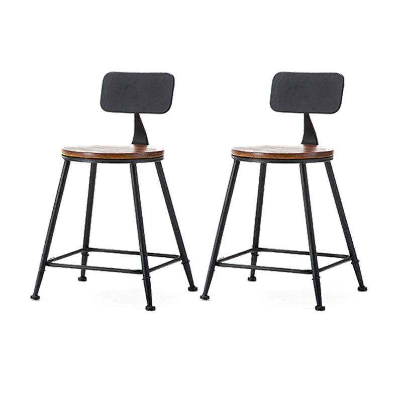 Industrial Style Backrest Counter Stool Iron Cafe Bar Stool with Seat and Pedal Dark Brown 2 Piece Set Short Stool(18"H) Clearhalo 'Bar Furniture' 'Bar Stools' 'bar_stools' 'furn' 'furn_bar_stools' 'Furniture' 'Kitchen & Dining Furniture' 6094973