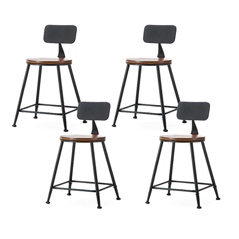 Industrial Style Backrest Counter Stool Iron Cafe Bar Stool with Seat and Pedal Dark Brown 4 Piece Set Short Stool(18"H) Clearhalo 'Bar Furniture' 'Bar Stools' 'bar_stools' 'furn' 'furn_bar_stools' 'Furniture' 'Kitchen & Dining Furniture' 6094976