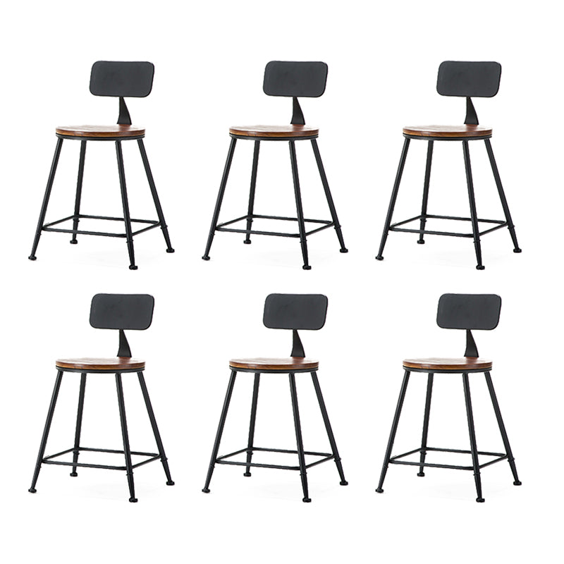 Industrial Style Backrest Counter Stool Iron Cafe Bar Stool with Seat and Pedal Dark Brown 6 Piece Set Short Stool(18"H) Clearhalo 'Bar Furniture' 'Bar Stools' 'bar_stools' 'furn' 'furn_bar_stools' 'Furniture' 'Kitchen & Dining Furniture' 6094977
