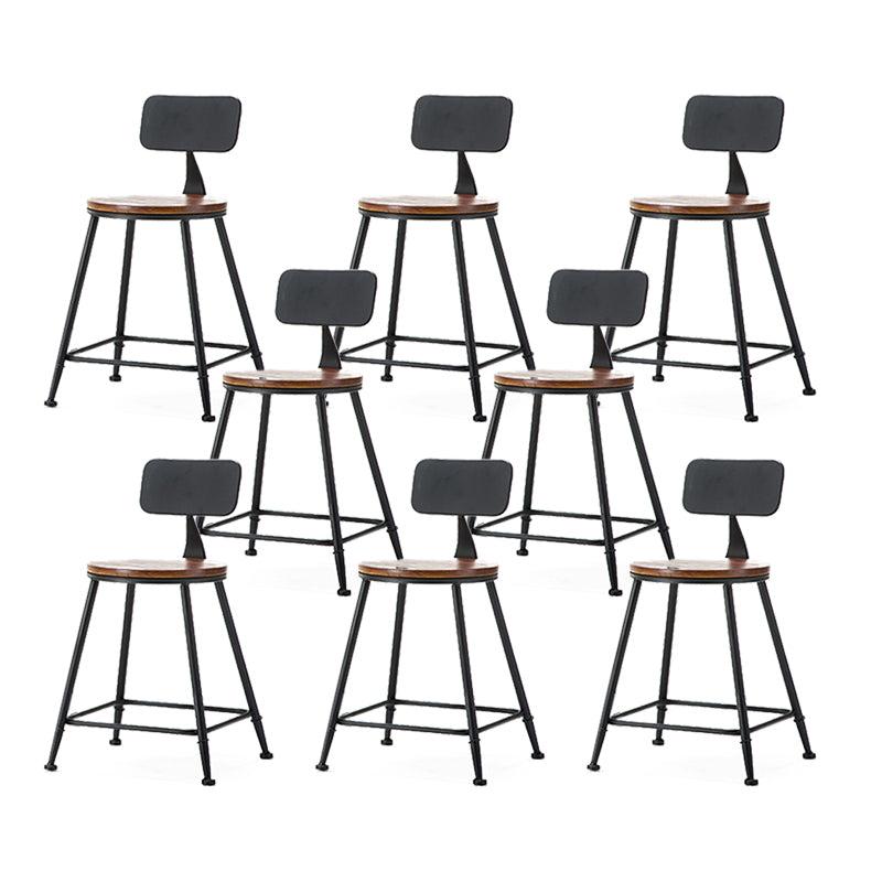 Industrial Style Backrest Counter Stool Iron Cafe Bar Stool with Seat and Pedal Dark Brown 8 Piece Set Short Stool(18"H) Clearhalo 'Bar Furniture' 'Bar Stools' 'bar_stools' 'furn' 'furn_bar_stools' 'Furniture' 'Kitchen & Dining Furniture' 6094980