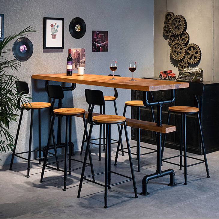 Industrial Style Backrest Counter Stool Iron Cafe Bar Stool with Seat and Pedal Clearhalo 'Bar Furniture' 'Bar Stools' 'bar_stools' 'furn' 'furn_bar_stools' 'Furniture' 'Kitchen & Dining Furniture' 6094981
