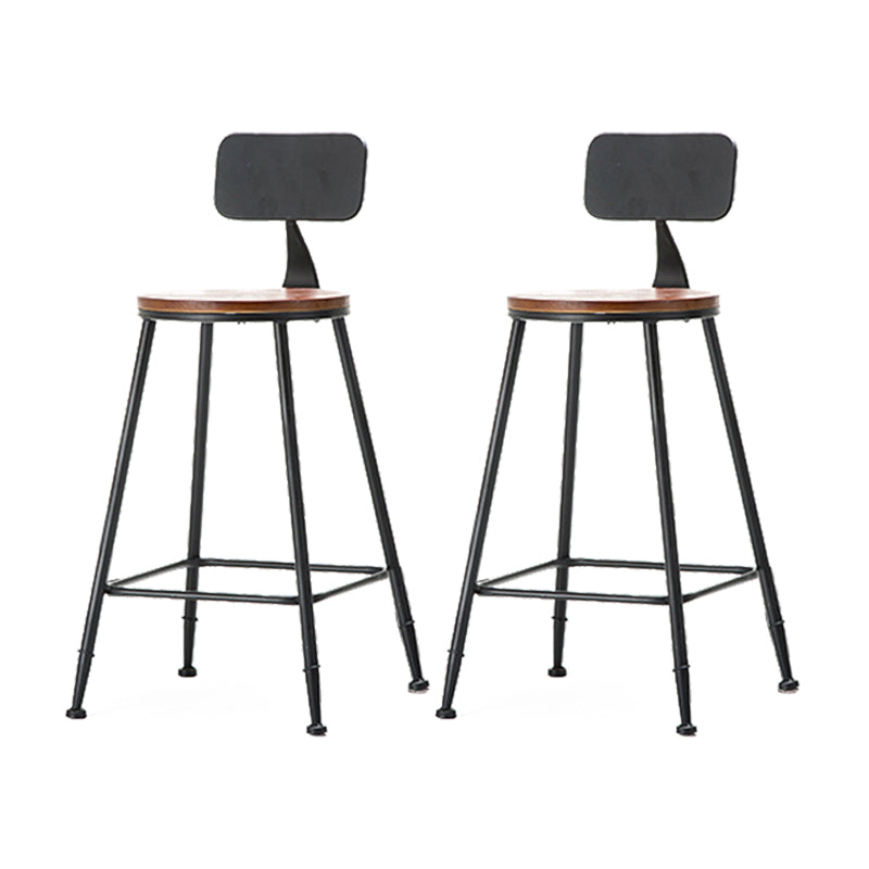 Industrial Style Backrest Counter Stool Iron Cafe Bar Stool with Seat and Pedal Dark Brown 2 Piece Set Counter Stool(26"H) Clearhalo 'Bar Furniture' 'Bar Stools' 'bar_stools' 'furn' 'furn_bar_stools' 'Furniture' 'Kitchen & Dining Furniture' 6094983