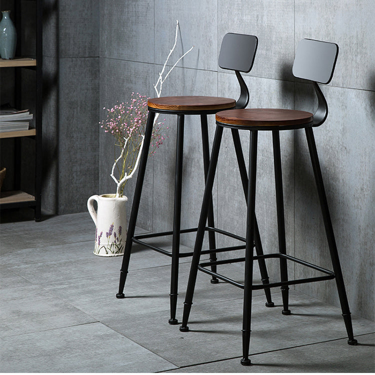 Industrial Style Backrest Counter Stool Iron Cafe Bar Stool with Seat and Pedal Clearhalo 'Bar Furniture' 'Bar Stools' 'bar_stools' 'furn' 'furn_bar_stools' 'Furniture' 'Kitchen & Dining Furniture' 6094984