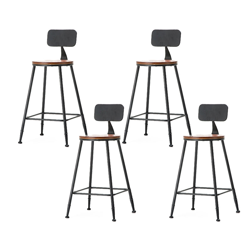 Industrial Style Backrest Counter Stool Iron Cafe Bar Stool with Seat and Pedal Dark Brown 4 Piece Set Counter Stool(26"H) Clearhalo 'Bar Furniture' 'Bar Stools' 'bar_stools' 'furn' 'furn_bar_stools' 'Furniture' 'Kitchen & Dining Furniture' 6094985