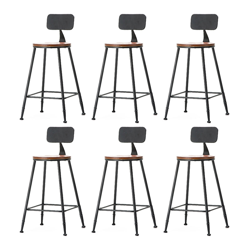 Industrial Style Backrest Counter Stool Iron Cafe Bar Stool with Seat and Pedal Dark Brown 6 Piece Set Counter Stool(26"H) Clearhalo 'Bar Furniture' 'Bar Stools' 'bar_stools' 'furn' 'furn_bar_stools' 'Furniture' 'Kitchen & Dining Furniture' 6094986