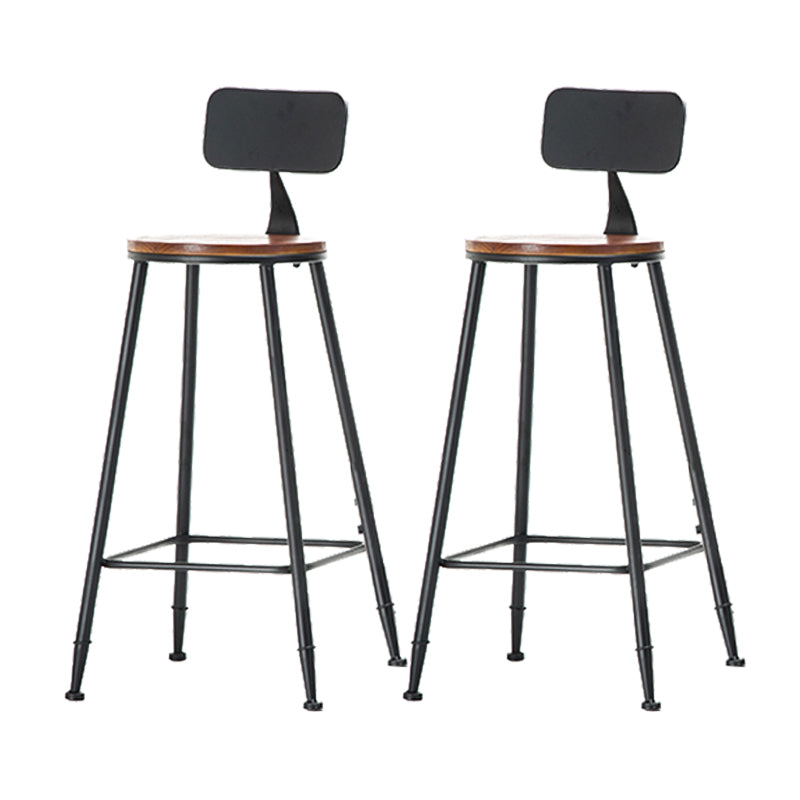 Industrial Style Backrest Counter Stool Iron Cafe Bar Stool with Seat and Pedal Dark Brown 2 Piece Set Bar Stool(30"H) Clearhalo 'Bar Furniture' 'Bar Stools' 'bar_stools' 'furn' 'furn_bar_stools' 'Furniture' 'Kitchen & Dining Furniture' 6094988