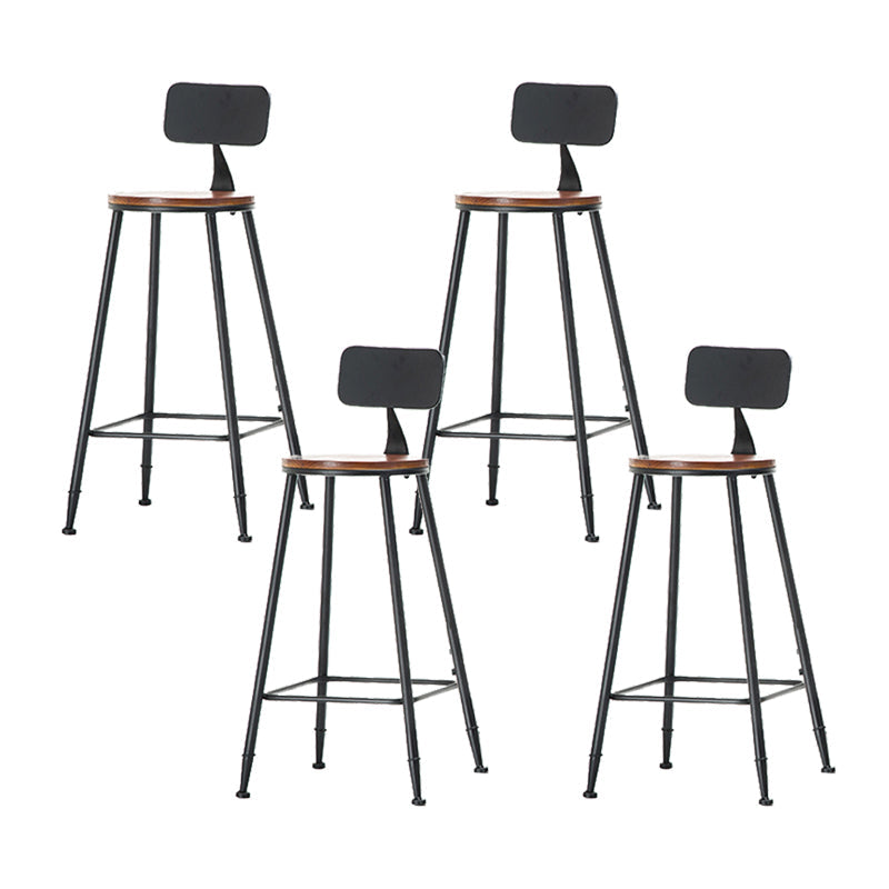 Industrial Style Backrest Counter Stool Iron Cafe Bar Stool with Seat and Pedal Dark Brown 4 Piece Set Bar Stool(30"H) Clearhalo 'Bar Furniture' 'Bar Stools' 'bar_stools' 'furn' 'furn_bar_stools' 'Furniture' 'Kitchen & Dining Furniture' 6094989
