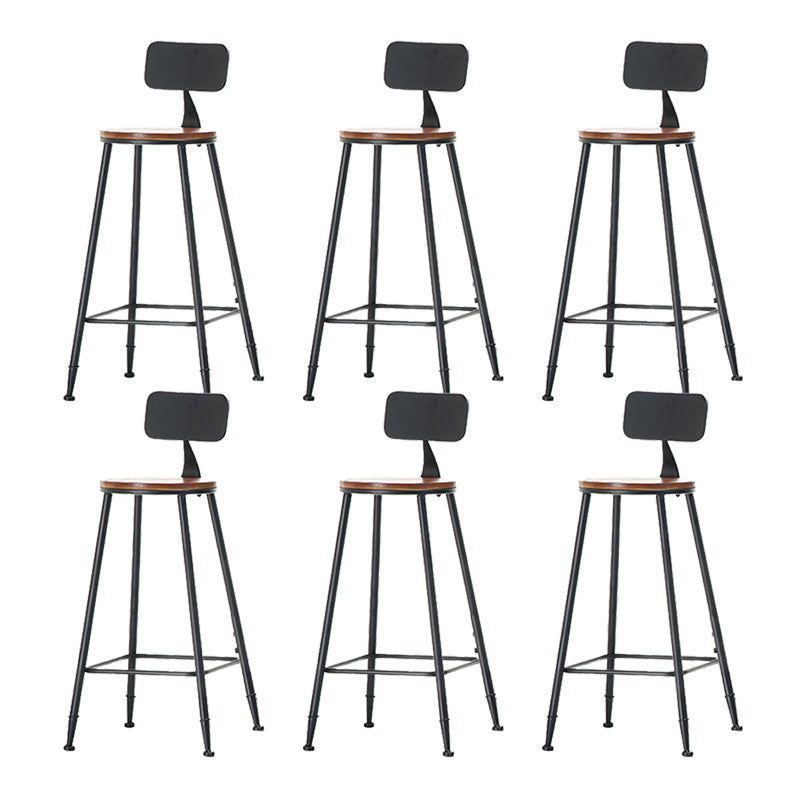 Industrial Style Backrest Counter Stool Iron Cafe Bar Stool with Seat and Pedal Dark Brown 6 Piece Set Bar Stool(30"H) Clearhalo 'Bar Furniture' 'Bar Stools' 'bar_stools' 'furn' 'furn_bar_stools' 'Furniture' 'Kitchen & Dining Furniture' 6094990