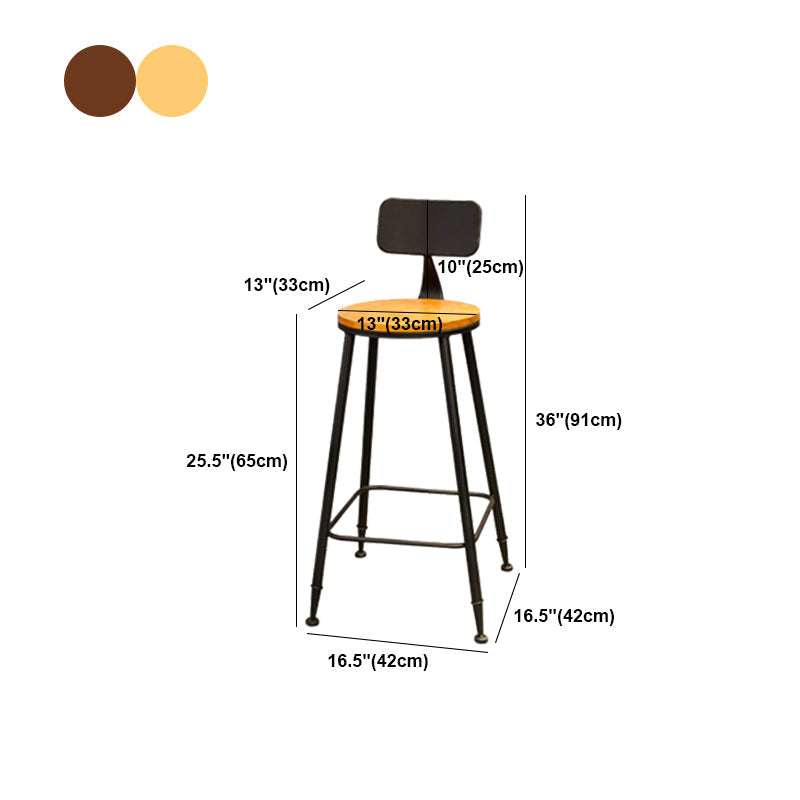 Industrial Style Backrest Counter Stool Iron Cafe Bar Stool with Seat and Pedal Clearhalo 'Bar Furniture' 'Bar Stools' 'bar_stools' 'furn' 'furn_bar_stools' 'Furniture' 'Kitchen & Dining Furniture' 6094993
