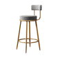 Nordic Backrest Armless Counter Stool Iron Bar Stool with Footrest and Cushion
