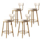 Nordic Backrest Armless Counter Stool Iron Bar Stool with Footrest and Cushion