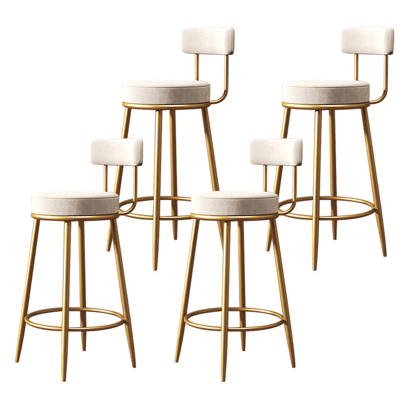 Nordic Backrest Armless Counter Stool Iron Bar Stool with Footrest and Cushion