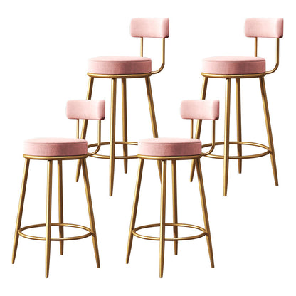 Nordic Backrest Armless Counter Stool Iron Bar Stool with Footrest and Cushion