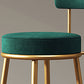 Nordic Backrest Armless Counter Stool Iron Bar Stool with Footrest and Cushion