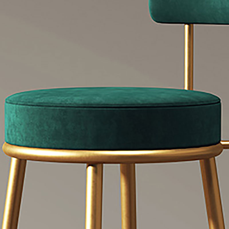 Nordic Backrest Armless Counter Stool Iron Bar Stool with Footrest and Cushion