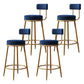 Nordic Backrest Armless Counter Stool Iron Bar Stool with Footrest and Cushion