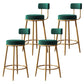 Nordic Backrest Armless Counter Stool Iron Bar Stool with Footrest and Cushion